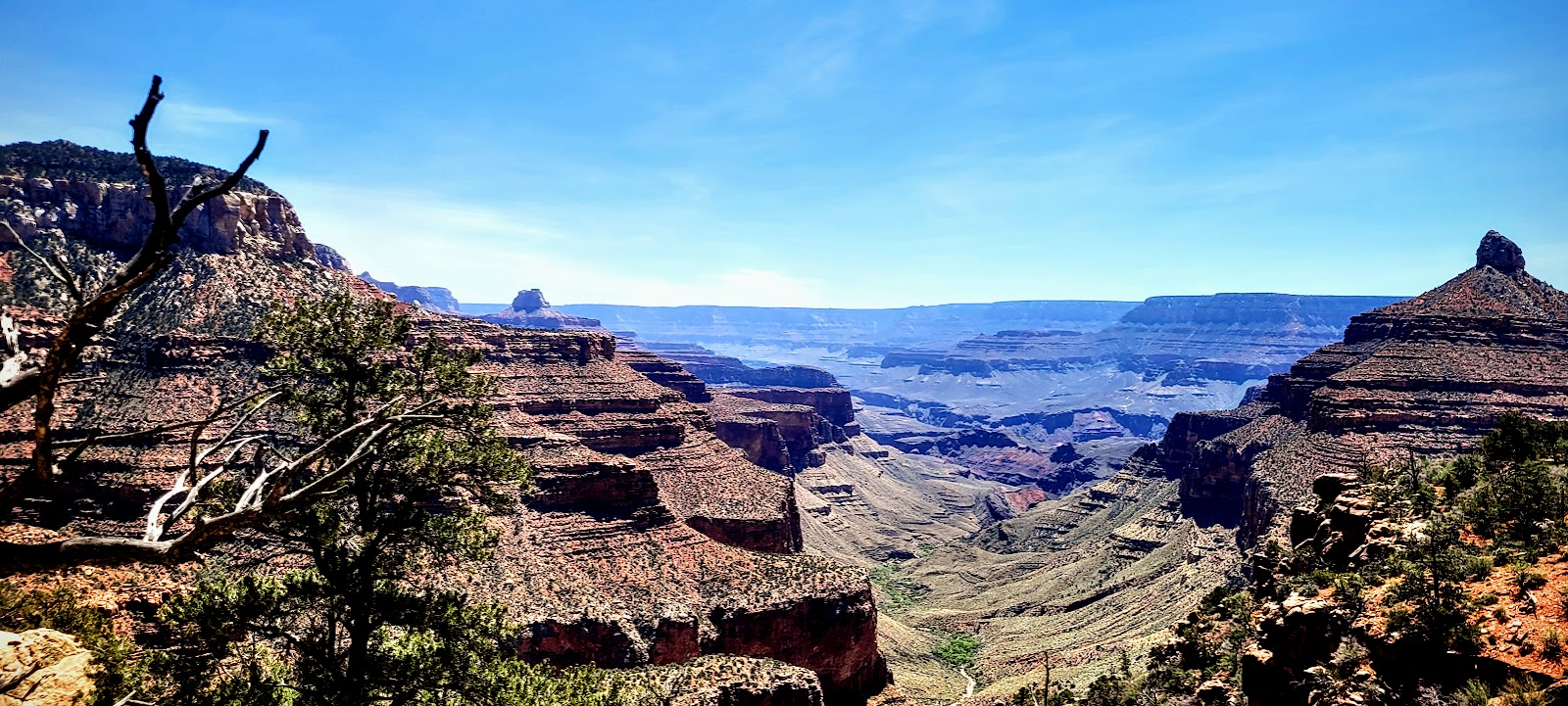 A view of the grand canyon from the Isis-Shiva Saddle, looking at Isis Temple and Phantom Creek